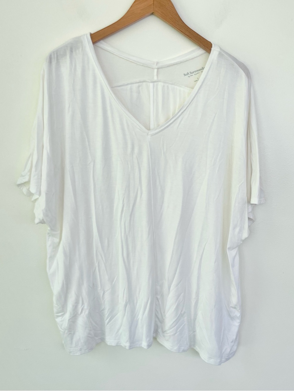 Soft Surroundings White Drapey Loose and Flowy Mixed Media Dolman Tee sz L Large